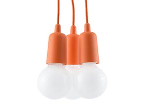 Miniaturka 50 - Pomarańczowa lampa z przewodami i białymi żarówkami LED