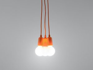 Miniaturka 49 - Designerska lampa sufitowa pomarańczowa z kulistymi żarówkami