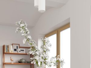 Miniaturka 9 - Białe lampy wiszące z drewnianym akcentem nad stołem