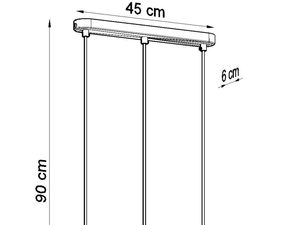 Miniaturka 12 - Schemat techniczny lampy wiszącej z wymiarami 30x90 cm