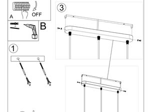 Miniaturka 13 - Rysunek techniczny montażu lampy wiszącej w układzie potrójnym
