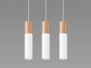 Miniaturka 1 - Trzy lampy wiszące czarne z drewnianą oprawą w stylu loftowym