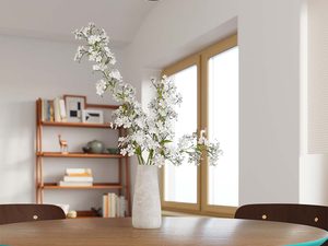 Miniaturka 5 - Minimalistyczne lampy drewniane nad stołem w przestronnej jadalni