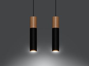 Miniaturka 2 - Nowoczesne lampy wiszące czarne z drewnianym wykończeniem