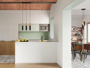 Miniaturka 8 - Trzy lampy wiszące czarne z drewnianą oprawą i LED