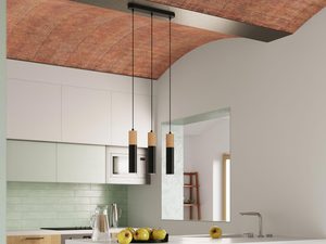 Miniaturka 11 - Kuchnia z trzema czarnymi lampami wiszącymi w stylu loft