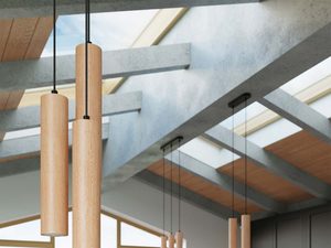 Miniaturka 8 - Trzy lampy z drewna wiszące nad stołem – styl rustykalno-nowoczesny