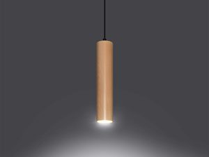 Miniaturka 2 - Drewniana lampa tubowa na długim przewodzie – widok od dołu