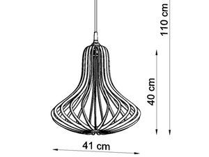 Miniaturka 6 - Techniczny rysunek lampy z elementami drewnianymi – długość 110 cm