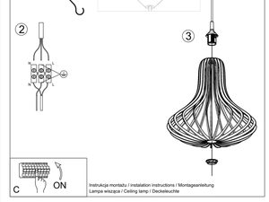 Miniaturka 7 - Rysunek montażowy lampy wiszącej z drewnianym kloszem