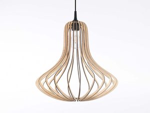 Miniaturka 1 - Elegancka drewniana lampa wisząca z efektem promienistego światła