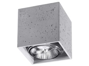 Miniaturka 8 - Lampa sufitowa natynkowa szara betonowa kwadratowa z chromowanym reflektorem