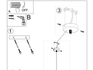 Miniaturka 13 - Rysunek techniczny montażu lampy wiszącej z przewodem