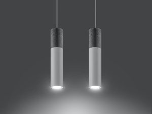 Miniaturka 8 - Dwie lampy cylindryczne zawieszone na czarnych przewodach