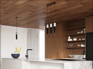 Miniaturka 10 - Kuchnia z czarną lampą wiszącą o cylindrycznym kloszu