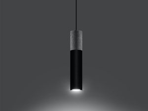 Miniaturka 8 - Lampa wisząca z betonowym i czarnym cylindrycznym kloszem