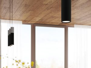 Miniaturka 3 - Zestaw dwóch lamp wiszących: czarny cylinder i betonowa góra