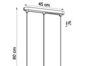 Miniaturka 12 - Techniczny rysunek trzech wiszących lamp z wymiarami 30 × 89 cm