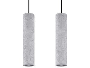 Miniaturka 8 - Lampa wisząca podwójna szara betonowa tuby na czarnych przewodach