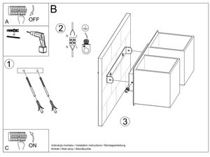Miniaturka 19 - Rysunek techniczny montażu podwójnej lampy ściennej