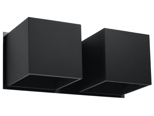Kinkiet z dwoma prostopadłościanami, światło skierowane w dół w kolorze czarnym