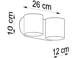 Miniaturka 18 - Rysunek z wymiarami kinkietu ściennego: 26 × 12 × 10 cm