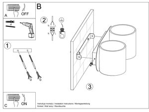 Miniaturka 20 - Rysunek techniczny montażu kinkietu dwupunktowego