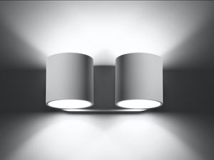 Miniaturka 14 - Szary kinkiet ścienny owalny z miękkim światłem skierowanym w dół