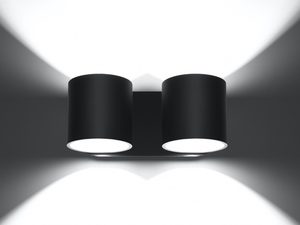 Miniaturka 8 - Nowoczesny czarny kinkiet z dwiema tubami świetlnymi