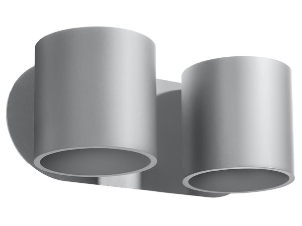 Szary kinkiet ścienny o cylindrycznej formie do salonu