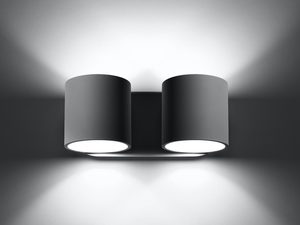 Miniaturka 2 - Nowoczesny czarny kinkiet z dwoma punktami światła