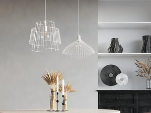 Miniaturka 9 - Biała lampa w stylu klatki z metalowych prętów