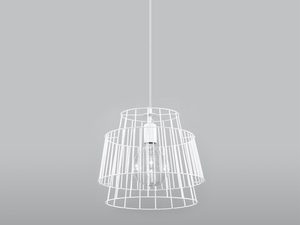 Miniaturka 7 - Biała lampa w stylu klatki z metalowych prętów