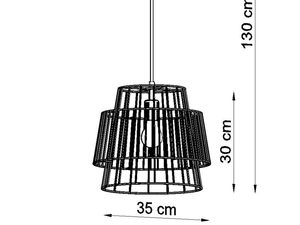 Miniaturka 12 - Techniczny rysunek lampy wiszącej z metalowym kloszem, wysokość 180 cm