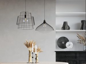 Miniaturka 3 - Czarne lampy wiszące z drucianymi kloszami