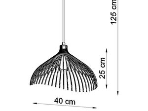 Miniaturka 12 - Techniczny rysunek lampy wiszącej o wysokości 125 cm