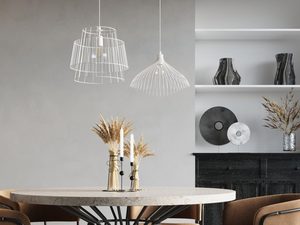 Miniaturka 3 - Aranżacja wnętrza z białą lampą o stalowej klatce