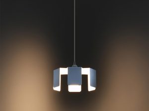 Miniaturka 2 - Geometryczna biała lampa z wygiętym kloszem w stylu loft