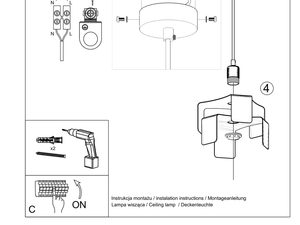 Miniaturka 11 - Rysunek techniczny montażu lampy wiszącej z jednym punktem światła
