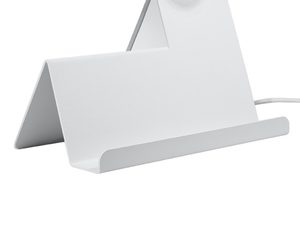 Miniaturka 5 - Biała lampka LED do biura lub sypialni z półką na telefon