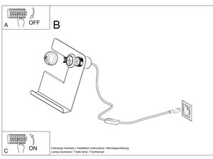 Miniaturka 11 - Schemat montażu lampki biurkowej z przewodem i włącznikiem
