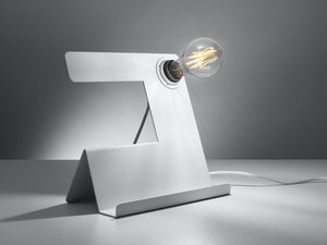 Miniaturka 7 - Stylowa biała lampka biurkowa LED z otwartą żarówką