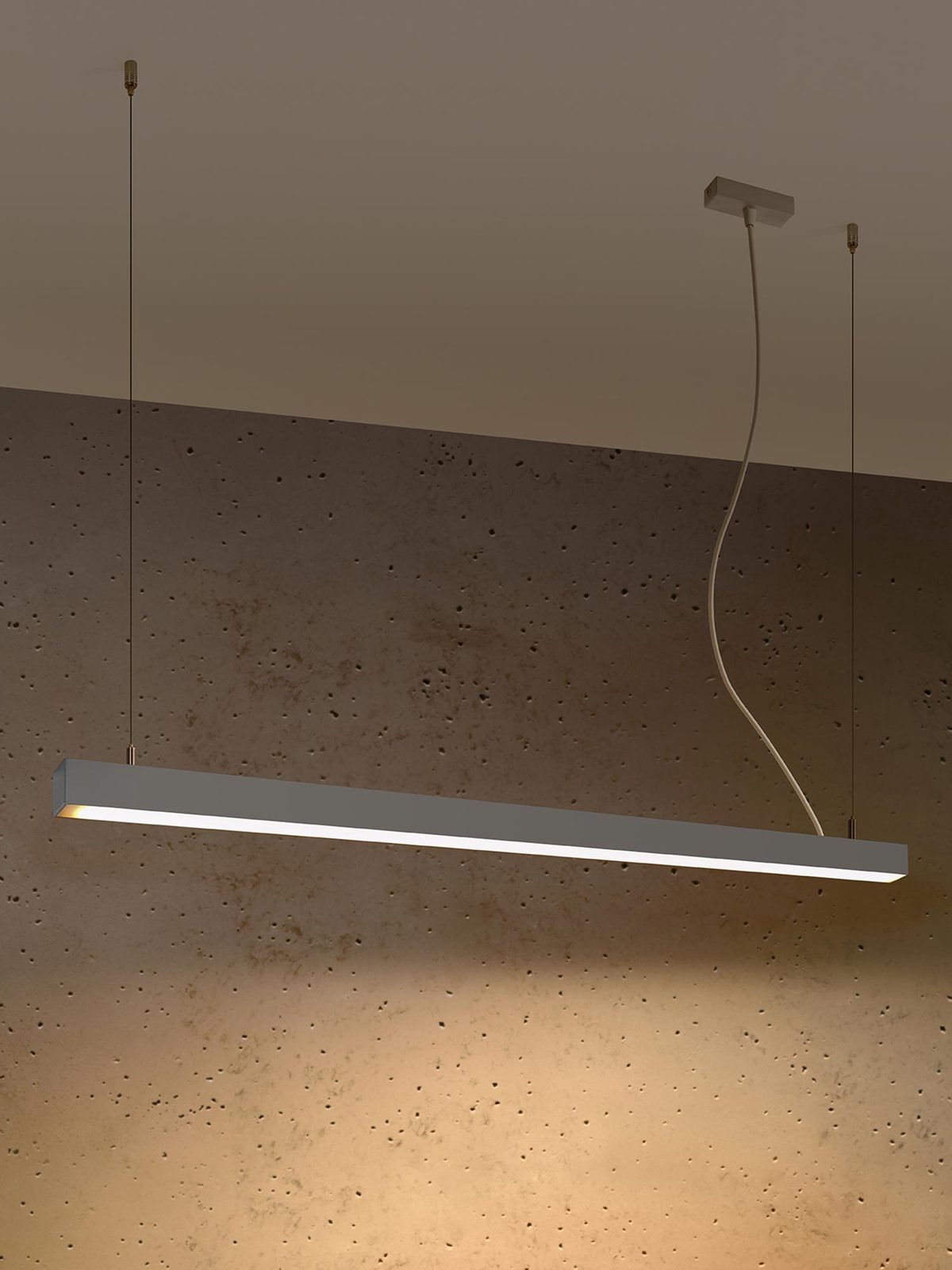 Wisząca lampa LED do salonu, biała obudowa, minimalistyczny design