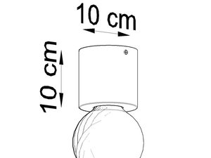 Miniaturka 6 - Rysunek lampy walcowej z drewna z zamocowaną żarówką dekoracyjną z wymiarami