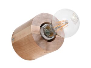 Miniaturka 8 - Lampa montowana na ścianie w formie drewnianego walca z żarówką