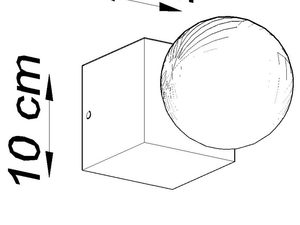 Miniaturka 6 - Techniczny rysunek lampy ściennej z drewnianą bazą o wymiarach 10x10 cm