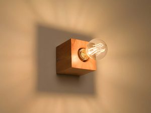 Miniaturka 2 - Drewniana lampa ścienna z żarówką – ciepłe światło w minimalistycznym stylu