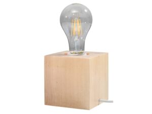 Miniaturka 8 - Lampa stołowa z naturalnego drewna i klasyczną żarówką LED