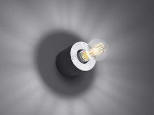 Miniaturka 2 - Zbliżenie na żarówkę w okrągłej podstawie betonowej z cieniem światła