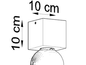 Miniaturka 6 - Rysunek techniczny lampy z kostką 10x10 cm i żarówką dekoracyjną